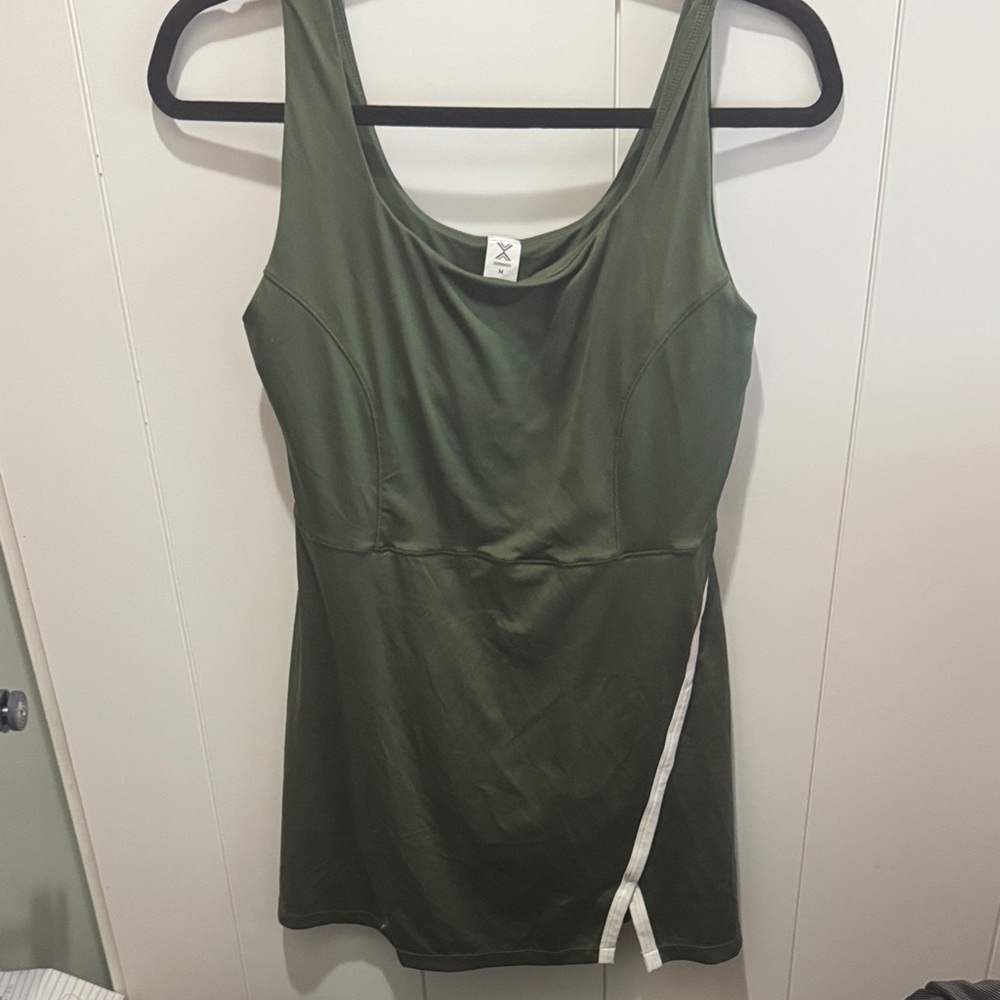 ***SOLD***Xersion M Olive Green Sleeveless skort Dress